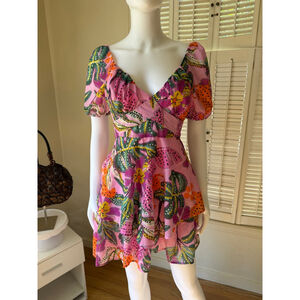 Crystal Sky Pink Floral Mini Dress M